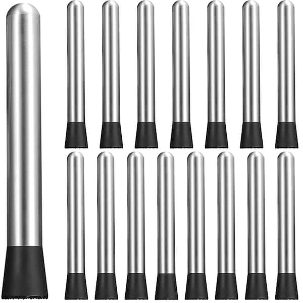 16-Piece 8 in. Stainless Steel Cocktail Muddler Set for Home Bar and Kitchen Mixing, 201 Grade Steel