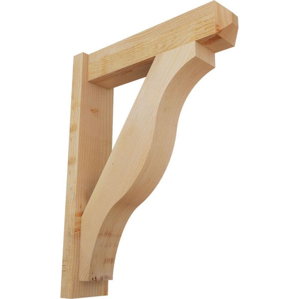 Ekena Millwork 6 in. x 32 in. x 24 in. Douglas Fir Fuston Craftsman Rough Sawn Outlooker