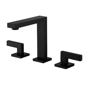 8 in. Widespread 2-Handle High-Arc Bathroom Faucet with Ceramic Disk Valve in Matte Black