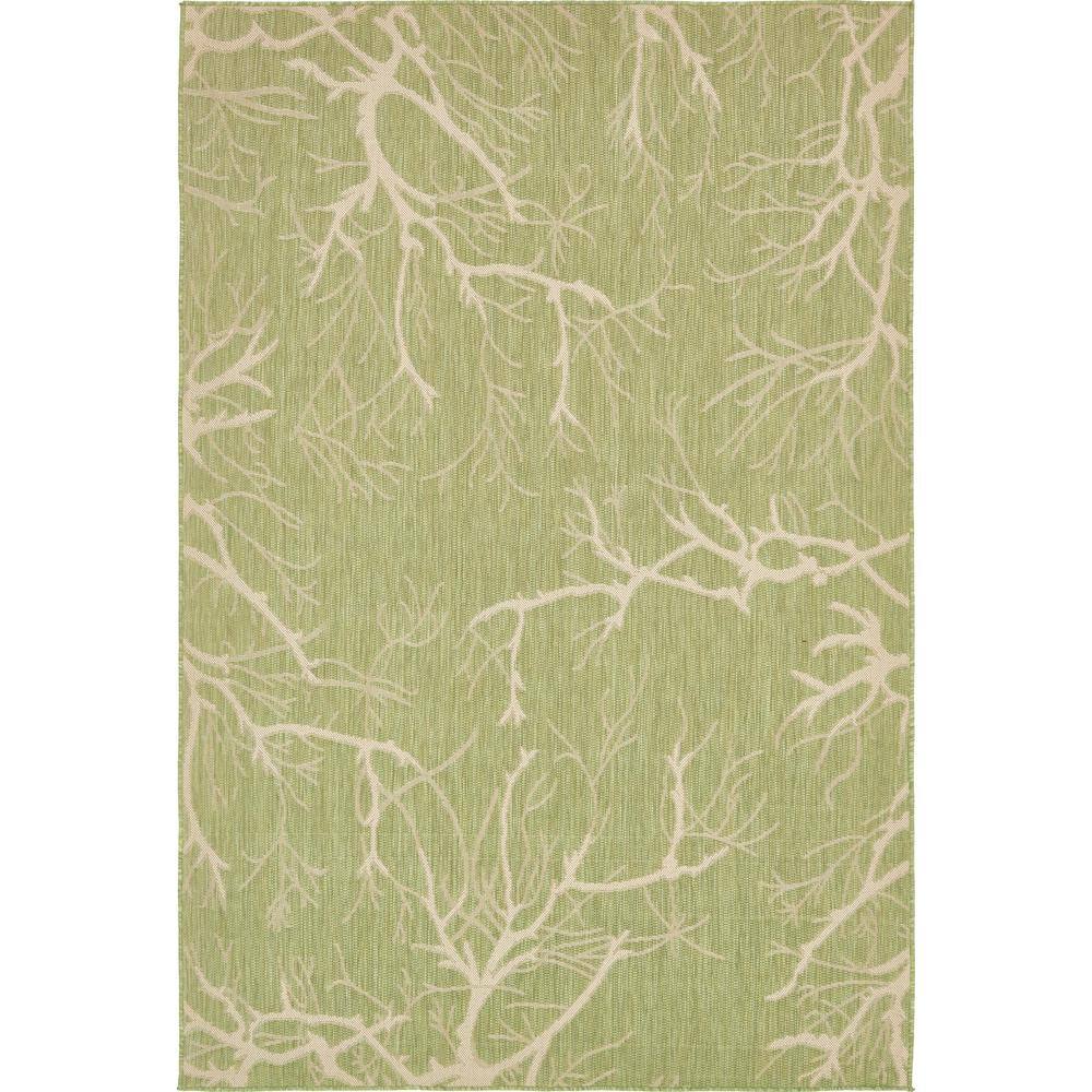 Unique Loom Outdoor Branch Light Green 6' 0 x 9' 0 Area Rug 3135543 ...