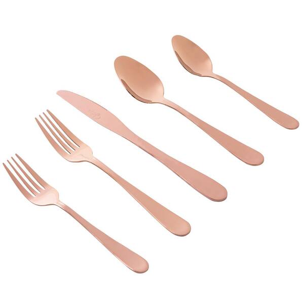 Gibson Home Stravida 20-Piece Flatware Set in Rose Gold Stainless Steel Service Set For 4