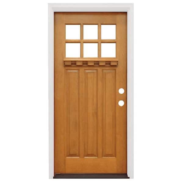 Steves & Sons 36 in. x 80 in. Craftsman 6 Lite Stained Knotty Alder Wood Prehung Front Door