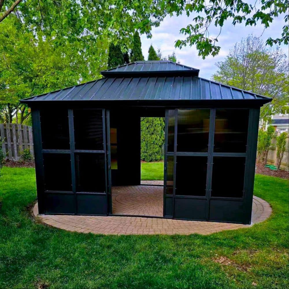 PURPLE LEAF 10 ft. x 15 ft. Sunroom Hardtop Gazebo Solarium