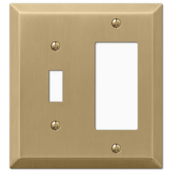 AMERELLE Metallic 2 Gang 1-Toggle and 1-Rocker Steel Wall Plate - Brushed Bronze