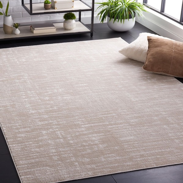 Bayside Beige/Ivory 7 ft. x 7 ft. Machine Washable Parallel Striped Square Area Rug