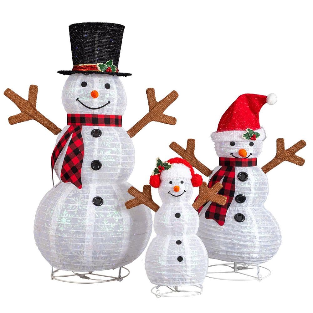 47 in. Collapsible Lighted Snowman Family Christmas Decoration with 270 White LEDs price history on PriceWatchPro