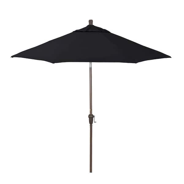 California Umbrella 9 ft. Champagne Aluminum Market Patio Umbrella with Crank Lift and Autotilt in Black Pacifica Premium
