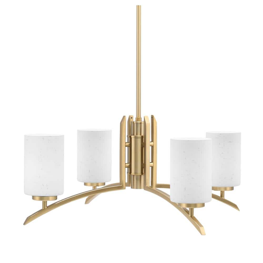 Siena 26 in. 4-Light New Age Brass Chandelier with 4 in. White Muslin Glass
