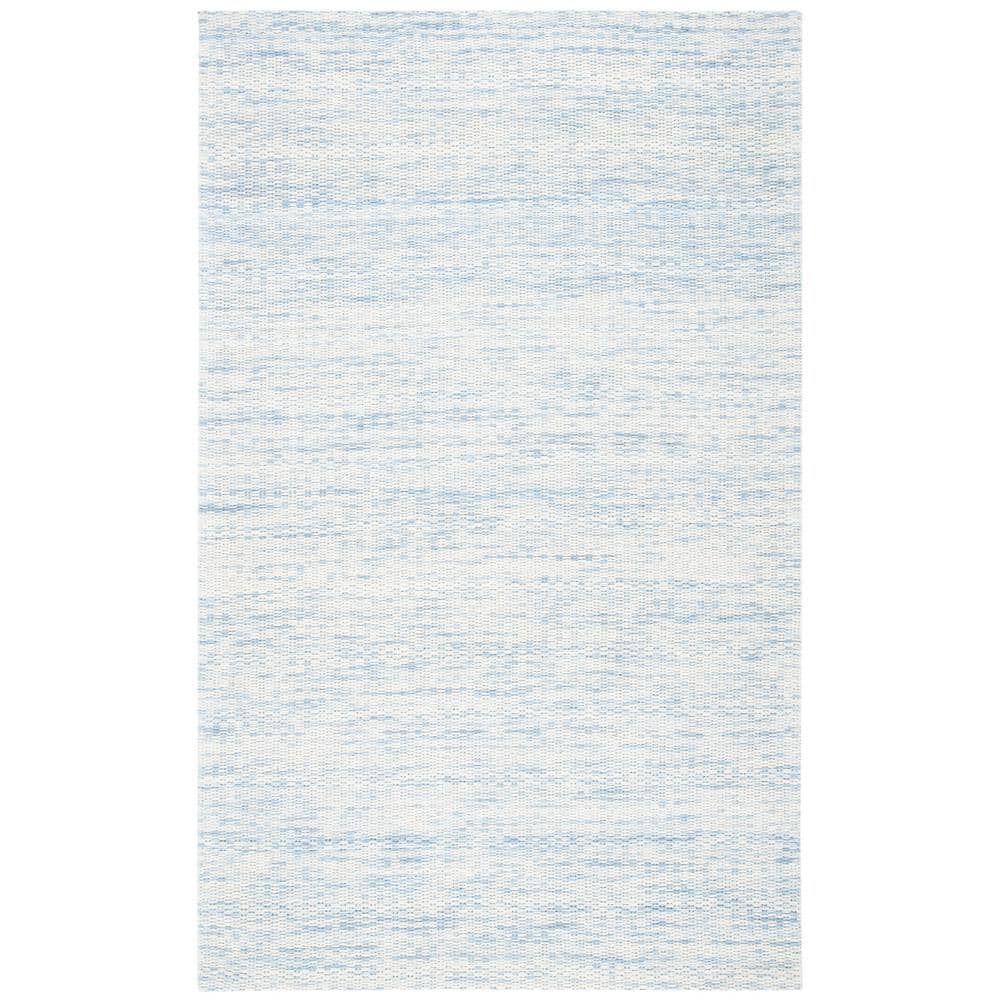 Marbella Blue and Ivory Flat Woven Wool Area Rug