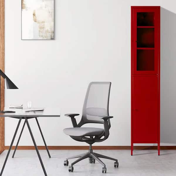 Glamour Home Aviva 71 in. Red 2-Door Metal Storage Cabinet
