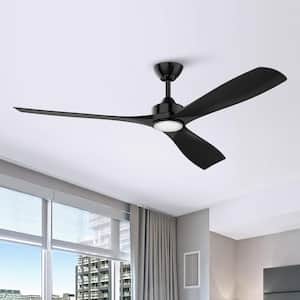 60 in. Indoor Color Changing Integrated LED Matte Black Ceiling Fan with Light, Remote Control and 6-Speed DC Motor