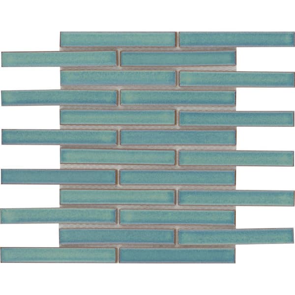EMSER TILE Regala 20-Pack Present 12 in. x 12 in. Glossy Offset Mosaic Porcelain Wall Tile (18.73 sq. ft./Case)