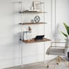 Nathan James Theo Rustic Oak and White 2-Shelf Wall-Mount Ladder ...