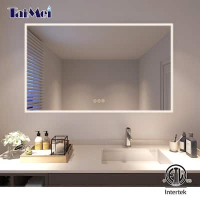 60 in. W x 36 in. H Frameless LED Single Bathroom Vanity Mirror in Polished Crystal