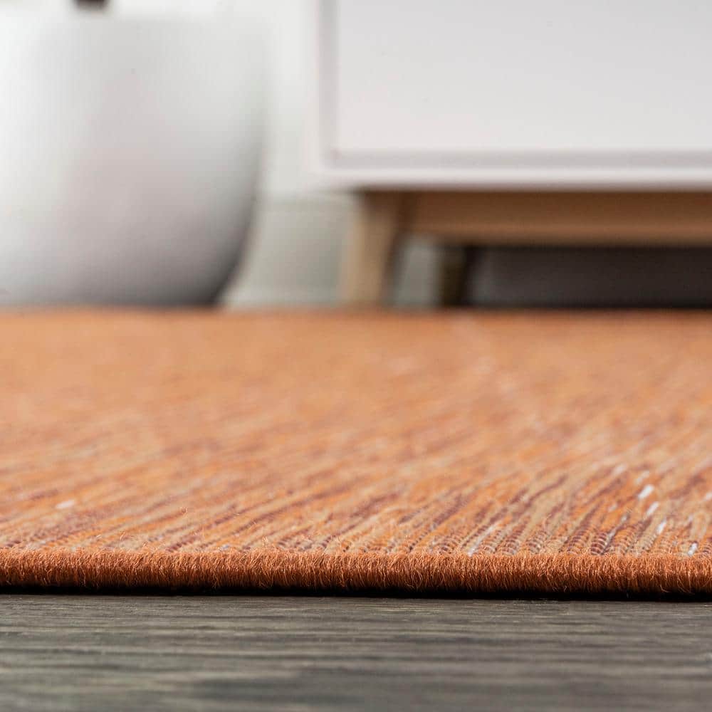 Ethan Modern Flatweave Orange Synthetic 8' x 10' Area Rug