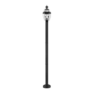 Westover 2-Light Black 92 in. Aluminum Hardwired Outdoor Weather Resistant Post Light Set with No Bulb Included