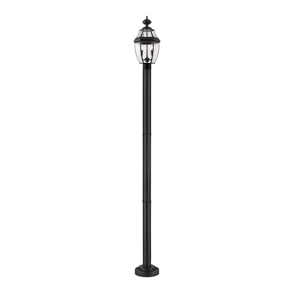 Unbranded Westover 2-Light Black 92 in. Aluminum Hardwired Outdoor Weather Resistant Post Light Set with No Bulb Included