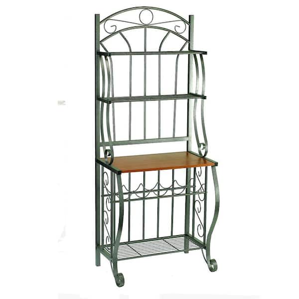 Old Dutch 68 in. x 16 in. x 27.25 in. Pewter Bakers Rack with Wine Rack
