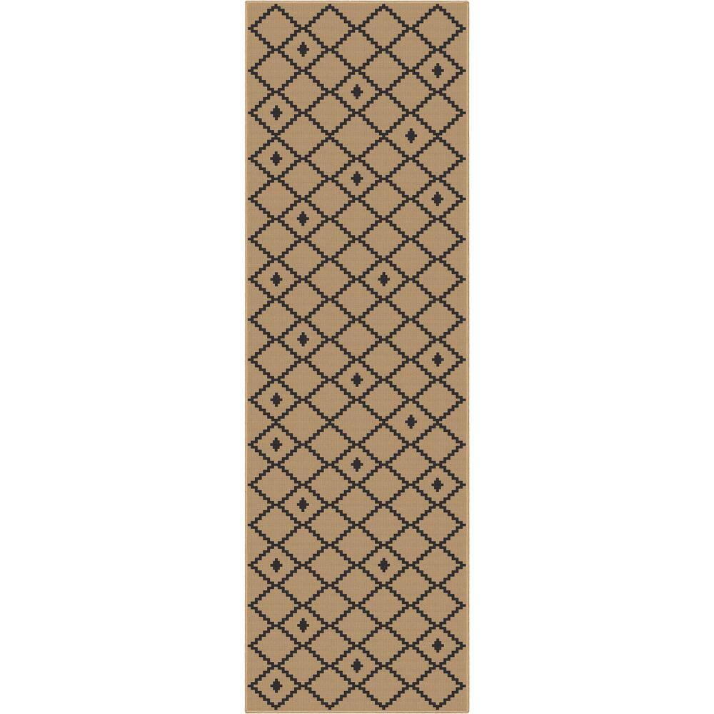 Black 2 ft. 3 in. x 7 ft. 3 in. Runner Flat-Weave Well-Jute Printed Akita Moroccan Lattice Area Rug price history on PriceWatchPro