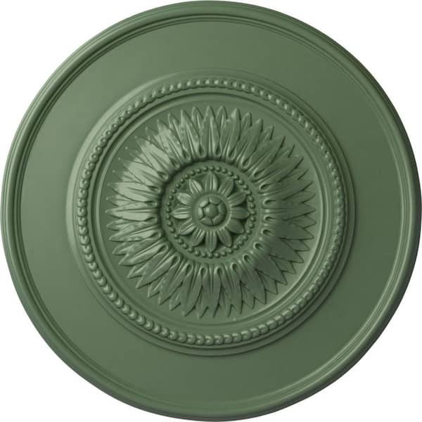 Ekena Millwork 23-1/2" x 2-3/4" Floral Urethane Ceiling Medallion, Hand-Painted Athenian Green