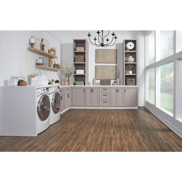 Ash Brown Oak Wood 10 MIL x 12 ft. Wide x Cut to Length Waterproof Vinyl Sheet Flooring