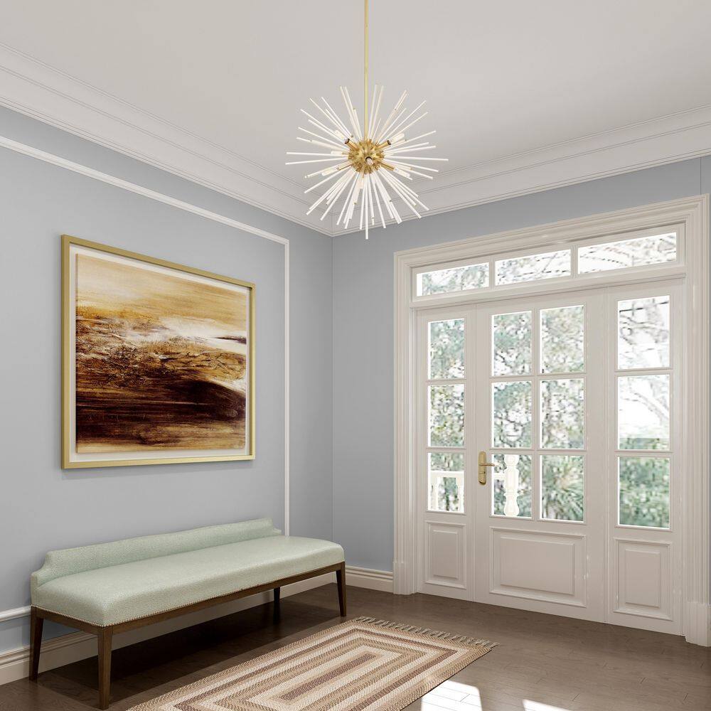 Elegant Utopia 8-Light Satin Brass Chandelier with Crystal Rods