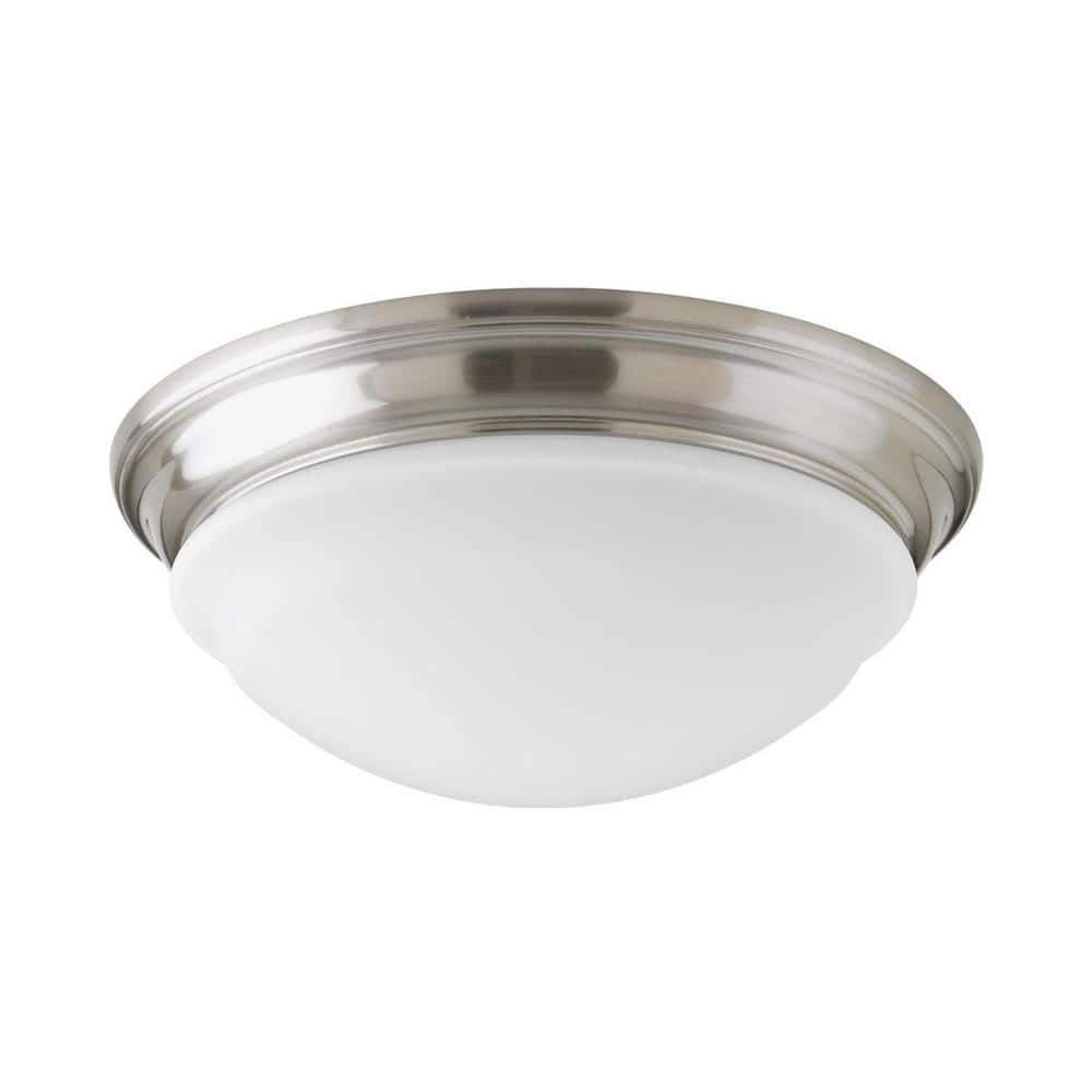 Brushed Nickel LED Flush Mount with Etched Glass Bowl