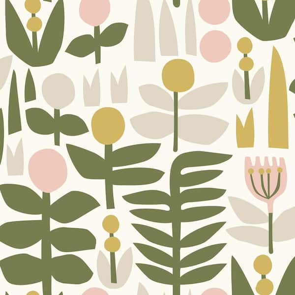 NuWallpaper Yellow A Bit Of Folk Peel and Stick Wallpaper Sample