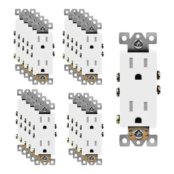 ENERLITES 15 Amp Decorator Duplex Outlet Receptacle, Tamper Resistant, White (20-Pack)