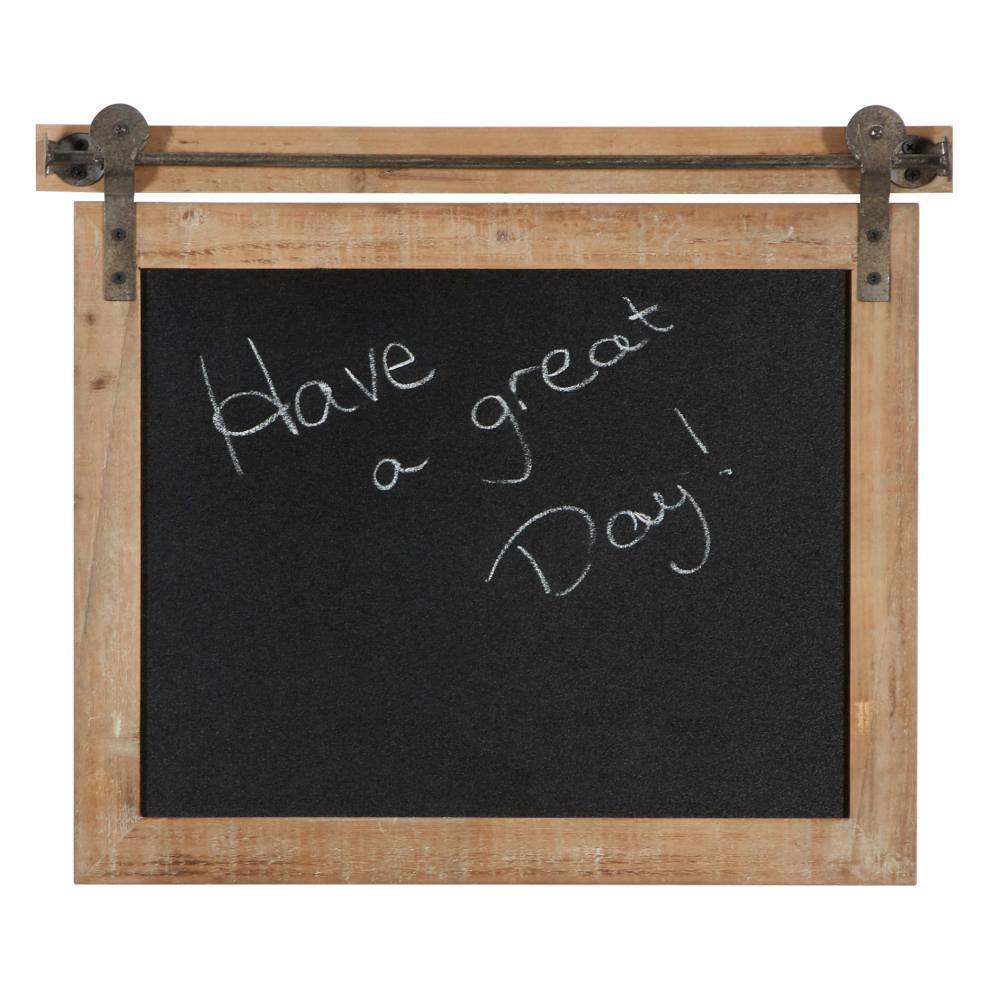 Rustic Brown Wood and Iron 21" Wall Chalkboard Decor