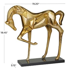 5 in. x 18 in. Gold Aluminum Horse Sculpture