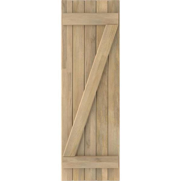 Ekena Millwork 17-1/2 in. W x 39 in. H Americraft 5 Board Exterior Real Wood Joined Board and Batten Shutters with Z-Bar Unfinished - image 5