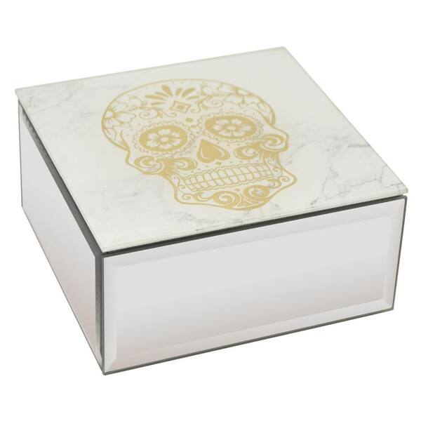 THREE HANDS 2.25 in. Gold Glass Mirrored Box