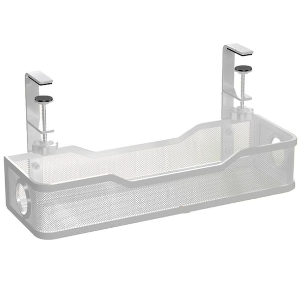 Under Desk Cable Management Large 16 Wire Cord Organizer with No Drill Clamp for Thickness up to 3 White