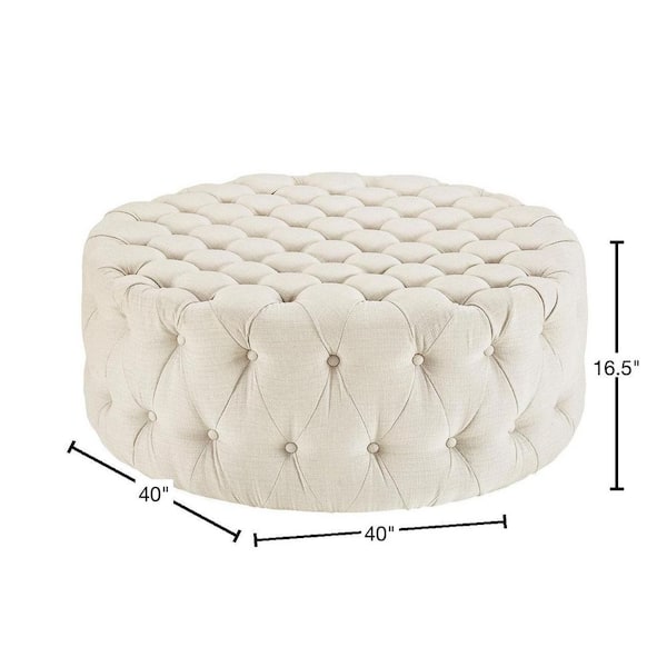 MODWAY Beige Amour Upholstered Fabric Ottoman EEI-2225-BEI - The