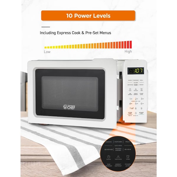 Commercial Chef CHM7MW COMMERCIAL CHEF Small Microwave 0.7 Cu. Ft. Countertop  Microwave with Digital Display, White