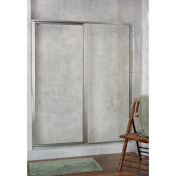 Coastal Shower Doors Illusion 42 in. to 43.25 in. x 70 in. Semi-Frameless Shower  Door with Inline Panel in Brushed Nickel and Clear Glass HL42IL.70N-C - The  Home Depot