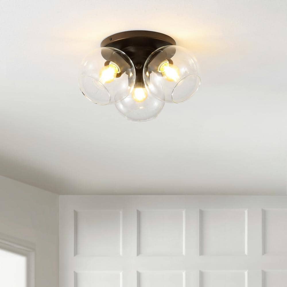 Farmhouse Rustic 11.5" LED Ceiling Light in Oil Rubbed Bronze with Clear Glass Globe