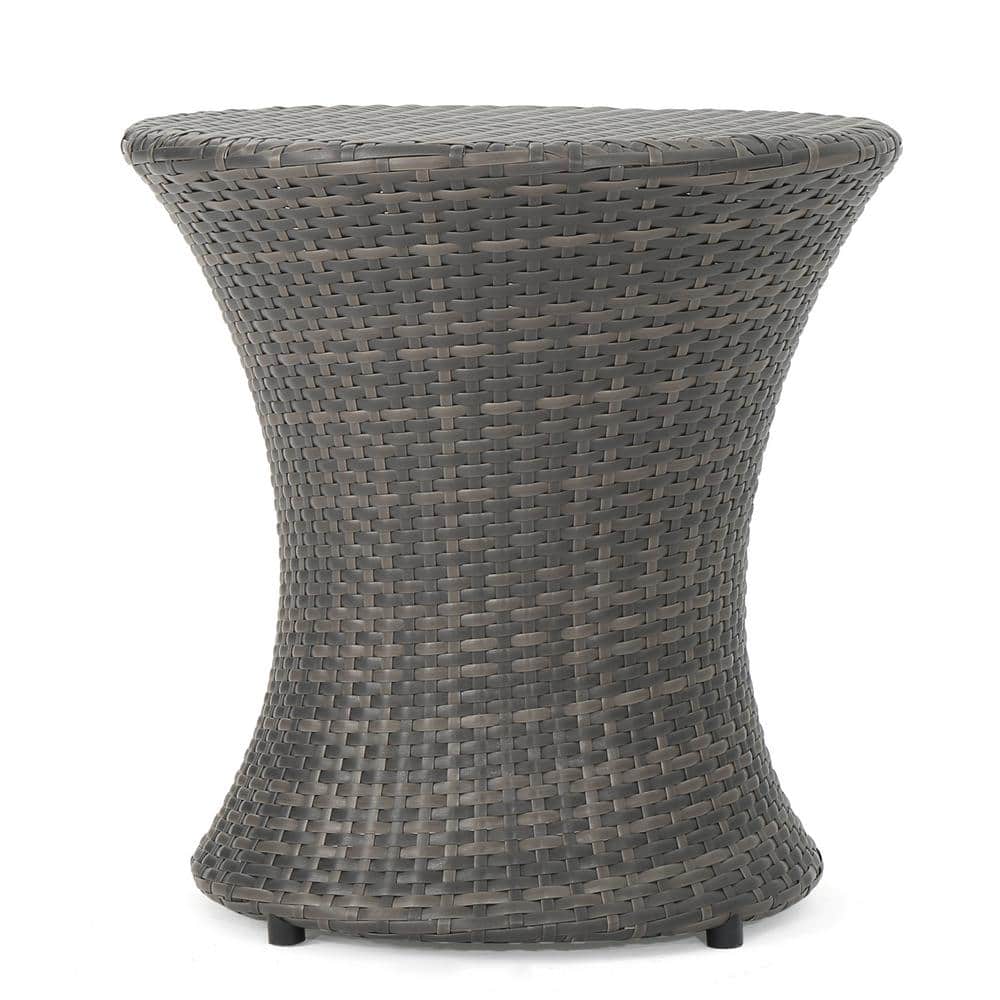 19.69 in. W x 19.69 in. H Outdoor Round Wicker Side Table, Weather-resistan
