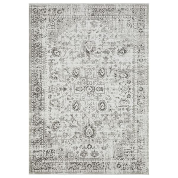 LOOMAKNOTI Rhane Allory Gray 7 ft. 10 in. x 9 ft. 10 in. Oriental Polypropylene Area Rug
