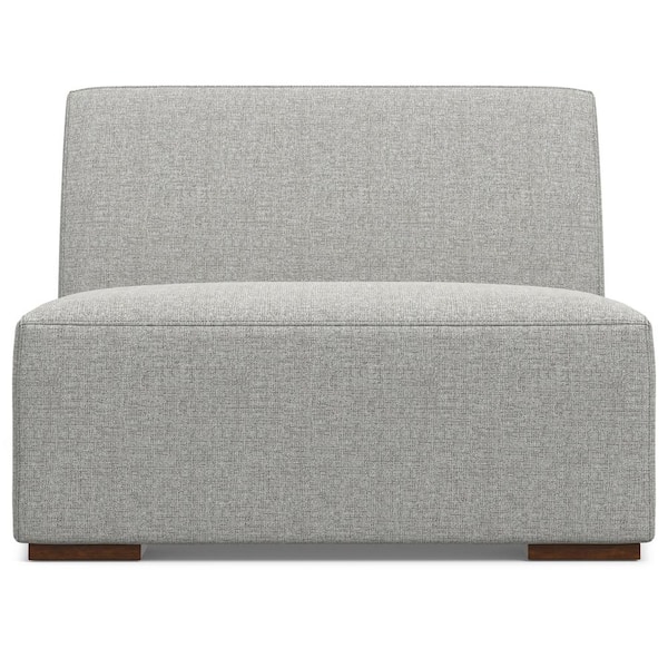 Simpli Home Rex 34 inch Center Armless Tightly Woven Performance Fabric Rectangle Sofa Module in. Pale Grey