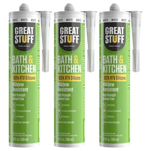Bath and Kitchen 10.1 fl. oz. White General Purpose 100% RTV Silicone Sealant Caulk (3-Pack)