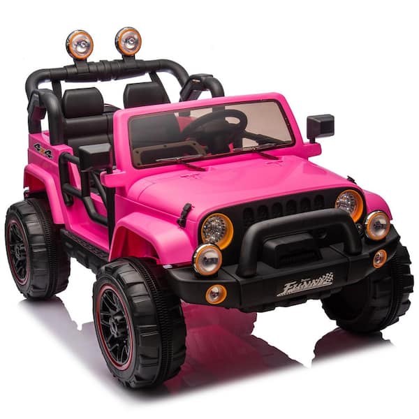 24-Volt Ride On Large Pickup Truck car for Kids, ride On 4WD Toys with Remote Control, Assist in Driving in Pink