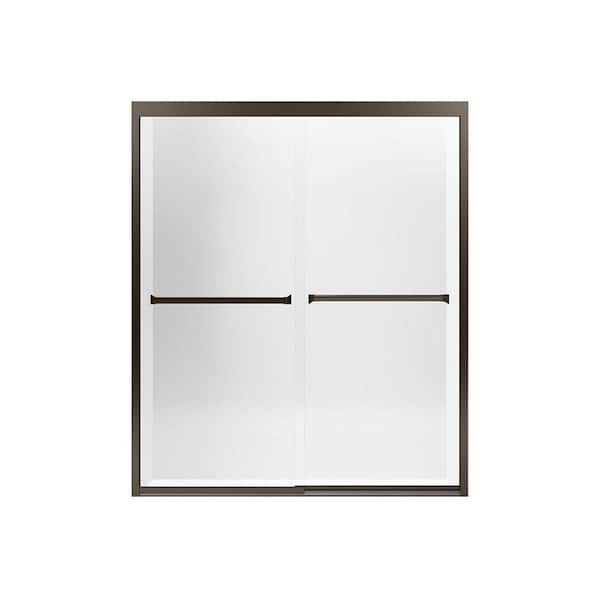 STERLING Meritor 59.375 in. W x 70 in in. H Semi Frameless Sliding Shower Door in Anodized Deep Bronze with Clear Glass