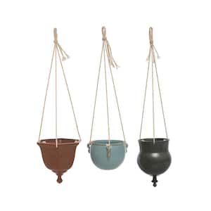 4.37 in. L x 5.12 in. W x 4.2 in. H 2 qts. Multicolor Stone Hanging Decorative Pots (3-Pack)