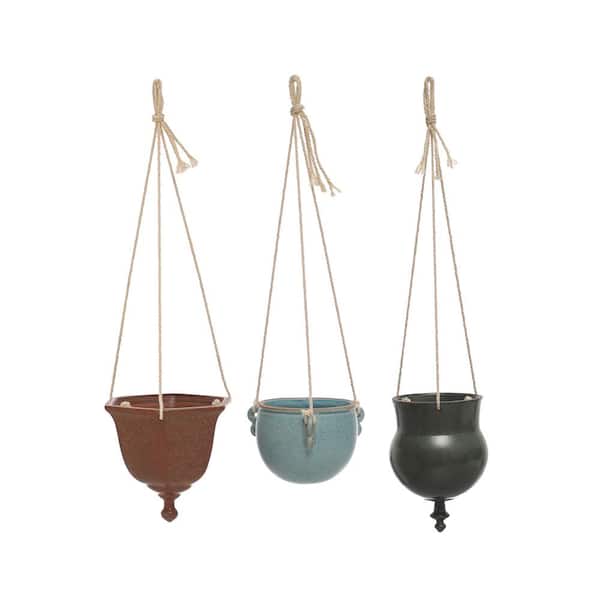 Storied Home 4.37 in. L x 5.12 in. W x 4.2 in. H 2 qts. Multicolor Stone Hanging Decorative Pots (3-Pack)