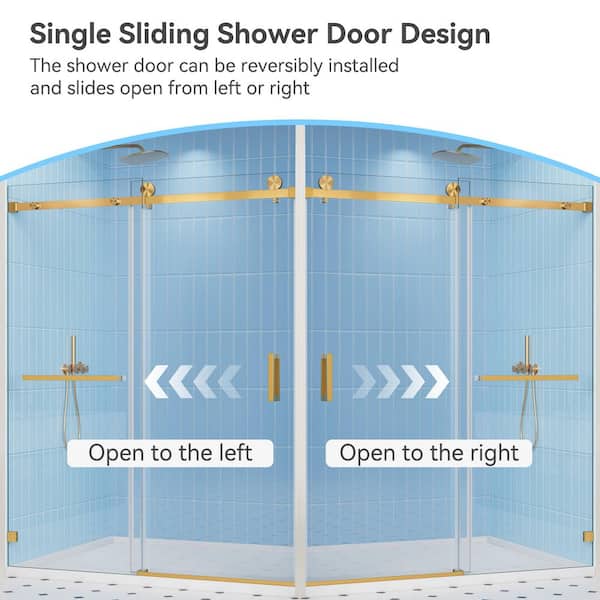 LASIHEM 56-60 in. W x 72 in. H Single Sliding Frameless Shower