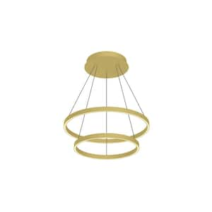 Cerchio 24 in. 2-Light 113-Watt Brushed Gold Integrated LED Chandelier