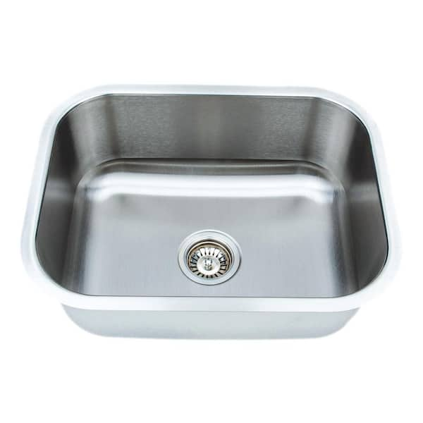 Wells Sinkware CMU2318-9-16-1 Craftsmen Series 23 inch Undermount 16 Gauge Single Bowl Stainless Steel Kitchen Sink Package