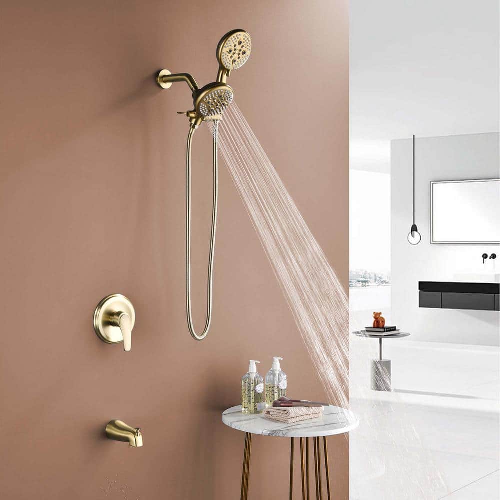 Brushed Gold Dual Shower Head and Handheld Combo Set